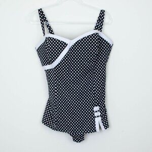 Catherines Womens Polka Dot One Piece Swimsuit Size 20W Retro Pin Up Vacation‎
